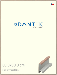 DANTIK rám na obraz 60x80 | ALU Dýha ořech raw (Plexi Čiré)