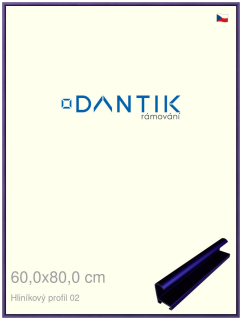 DANTIK rám na obraz 60x80 | ALU modrá Azur matná (Plexi Čiré)