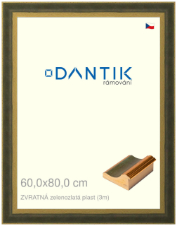 DANTIK rám na obraz 60x80 | ZVRATNÁ zelenozlatá plast (Plexi Čiré)