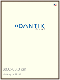 DANTIK rám na obraz 60x80 | ALU Hnědá umbra broušená (Plexi Čiré)