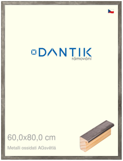 DANTIK rám na obraz 60x80 | Metalli oidati AGsvětlá (Plexi Čiré)