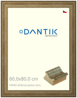 DANTIK rám na obraz 60x80 | HRAD stříbrná patina (Plexi Čiré)