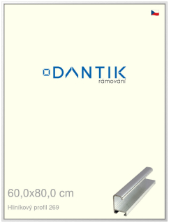 DANTIK rám na obraz 60x80 | ALU Stříbrná lesklá (Plexi Čiré)
