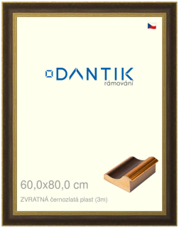 DANTIK rám na obraz 60x80 | ZVRATNÁ černozlatá plast (Plexi Čiré)