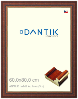 DANTIK rám na obraz 60x80 | ANGLIE hnědá Au linka (Plexi Čiré)