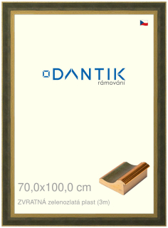 DANTIK rám na obraz 70x100 | ZVRATNÁ zelenozlatá plast (Plexi Čiré)