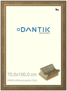 DANTIK rám na obraz 70x100 | HRAD stříbrná patina (Plexi Čiré)