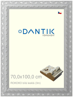 DANTIK rám na obraz 70x100 | ROKOKO bílá lesklá (Plexi Čiré)