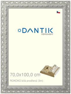 DANTIK rám na obraz 70x100 | ROKOKO bílá prodřená (Plexi Čiré)