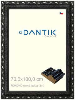 DANTIK rám na obraz 70x100 | ROKOKO černá lesklá (Plexi Čiré)