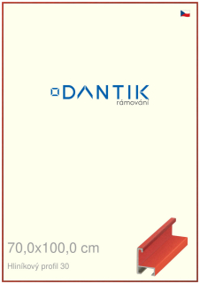 DANTIK rám na obraz 70x100 | ALU Dýha barevná červená třešeň (Plexi Čiré)