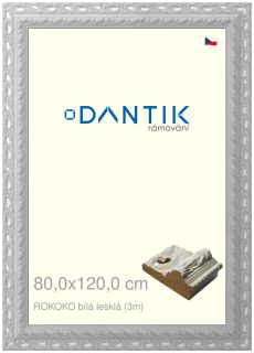 DANTIK rám na obraz 80x120 | ROKOKO bílá lesklá (Plexi Čiré)
