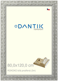 DANTIK rám na obraz 80x120 | ROKOKO bílá prodřená (Plexi Čiré)