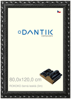DANTIK rám na obraz 80x120 | ROKOKO černá lesklá (Plexi Čiré)