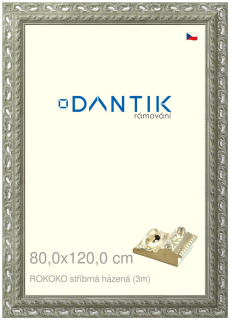 DANTIK rám na obraz 80x120 | ROKOKO stříbrná házená (Plexi Čiré)