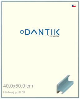 DANTIK rám na obraz 40x50 | ALU Dýha barevná modrá pastel (Plexi Čiré)