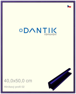 DANTIK rám na obraz 40x50 | ALU modrá Azur matná (Plexi Čiré)