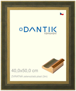 DANTIK rám na obraz 40x50 | ZVRATNÁ zelenozlatá plast (Plexi Čiré)