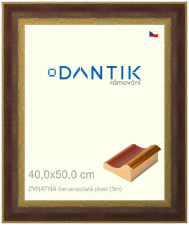DANTIK rám na obraz 40x50 | ZVRATNÁ červenozlatá plast (Plexi Čiré)