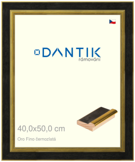 DANTIK rám na obraz 40x50 | Oro Fino černozlatá (Plexi Čiré)