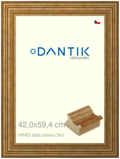 DANTIK rám na obraz 42x59,4 | HRAD zlatá patina (Plexi Čiré)