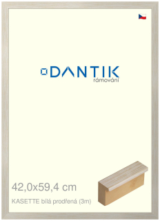 DANTIK rám na obraz 42x59,4 | KASSETTE bílá prodřená (Plexi Čiré)