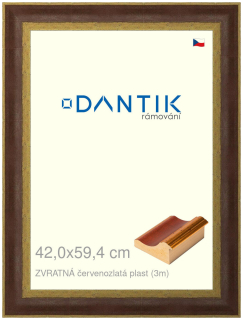 DANTIK rám na obraz 42x59,4 | ZVRATNÁ červenozlatá plast (Plexi Čiré)