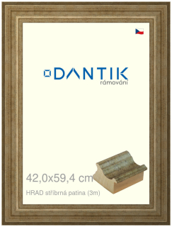 DANTIK rám na obraz 42x59,4 | HRAD stříbrná patina (Plexi Čiré)