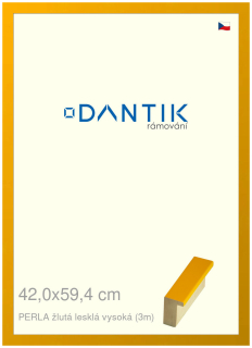 DANTIK rám na obraz 42x59,4 | PERLA žlutá lesklá vysoká (Plexi Čiré)