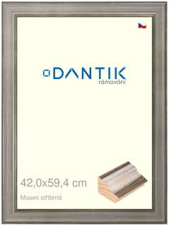 DANTIK rám na obraz 42x59,4 | Museo stříbrná (Plexi Čiré)