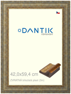DANTIK rám na obraz 42x59,4 | ZVRATNÁ bílozlatá plast (Plexi Čiré)