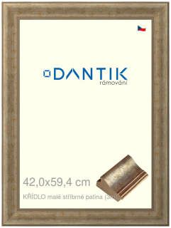DANTIK rám na obraz 42x59,4 | KŘÍDLO malé stříbrné patina (Plexi Čiré)