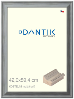 DANTIK rám na obraz 42x59,4 | KOSTELNÍ malá šedá (Plexi Čiré)