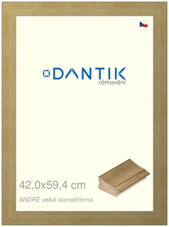 DANTIK rám na obraz 42x59,4 | ANDRÉ velká starostříbrná (Plexi Čiré)