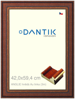DANTIK rám na obraz 42x59,4 | ANGLIE hnědá Au linka (Plexi Čiré)