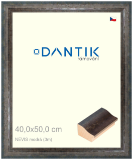 DANTIK rám na obraz 40x50 | NEVIS modrá (Sklo Čiré)