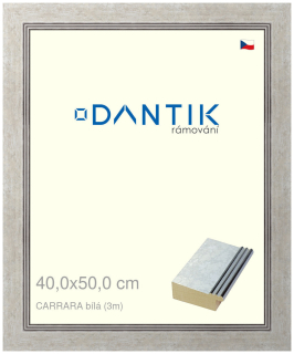 DANTIK rám na obraz 40x50 | CARRARA Bílá (Sklo Čiré)