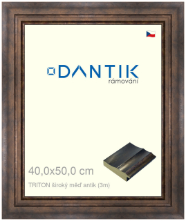 DANTIK rám na obraz 40x50 | TRITON široký měď antik (Sklo Čiré)