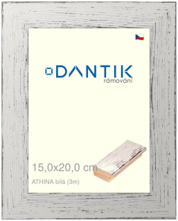 DANTIK rám na obraz 15x20 | ATHINA Bílá (Sklo Čiré)