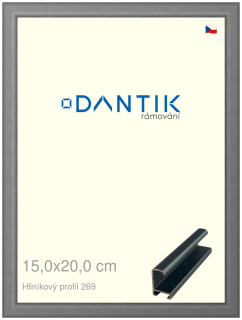 DANTIK rám na obraz 15x20 | ALU Platina matná (Sklo Čiré)