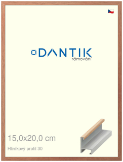 DANTIK rám na obraz 15x20 | ALU Dýha dub lak matný (Sklo Čiré)