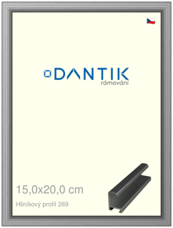 DANTIK rám na obraz 15x20 | ALU Šedá leská (Sklo Čiré)
