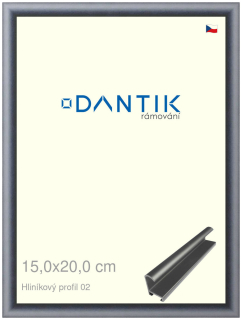 DANTIK rám na obraz 15x20 | ALU Platina matná (Sklo Čiré)