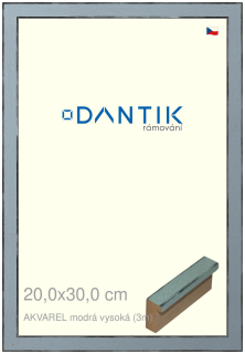 DANTIK rám na obraz 20x30 | AKVAREL modrá vysoká (Sklo Čiré)