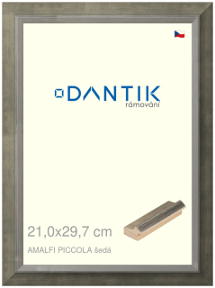 DANTIK rám na obraz 21x29,7 | AMALFI piccola šedá (Sklo Čiré)