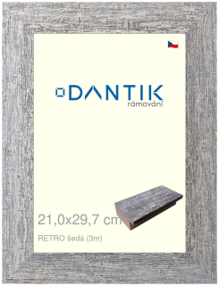 DANTIK rám na obraz 21x29,7 | RETRO šedá (Sklo Čiré)