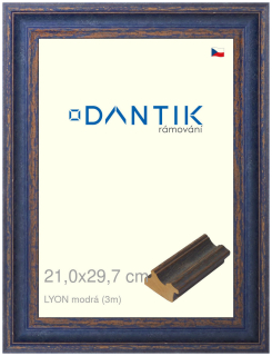 DANTIK rám na obraz 21x29,7 | LYON modrá (Sklo Čiré)