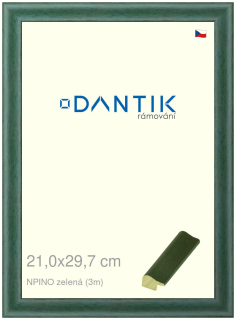 DANTIK rám na obraz 21x29,7 | NPINO zelená (Sklo Čiré)
