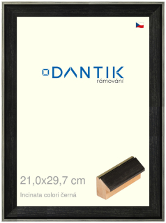 DANTIK rám na obraz 21x29,7 | INCLINATA colori černá (Sklo Čiré)