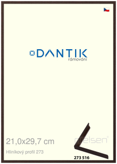 DANTIK rám na obraz 21x29,7 | ALU Dýha wenge tmavá (Sklo Čiré)